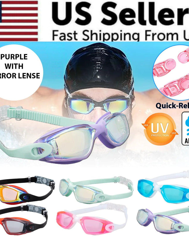 Clear Comfortable Swimming Goggles UV- Anti-Fog Swim Glasses Mirror Adult & Kids