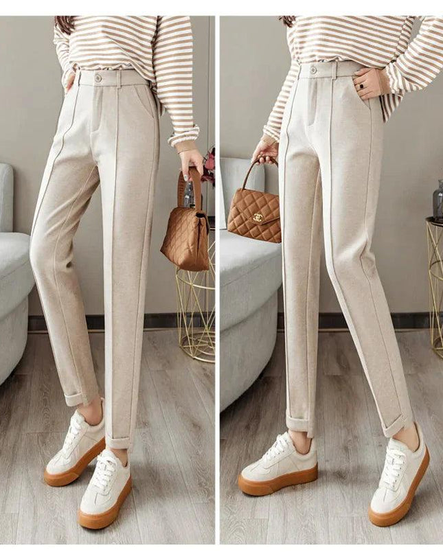Woolen High Waist Trousers