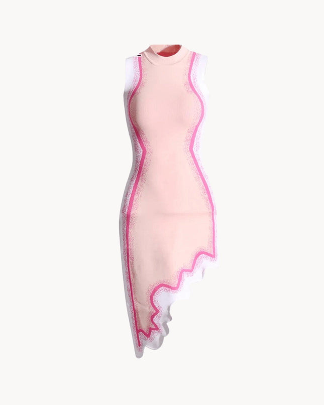 Pink Asymmetrical Knit Dress
