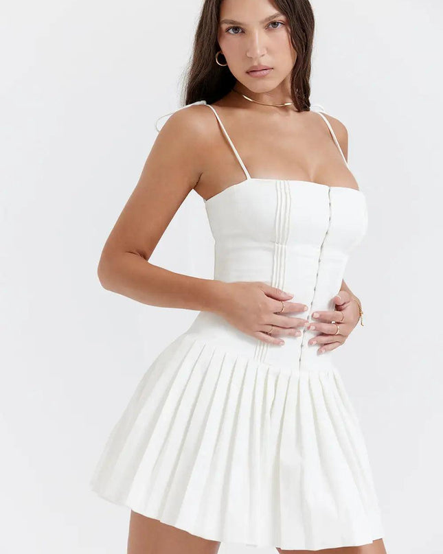 White Pleated Dress