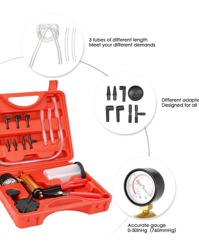 Hand Held Vacuum Pressure Pump Tester Set Brake Fluid Bleeder Bleeding Kit + Box