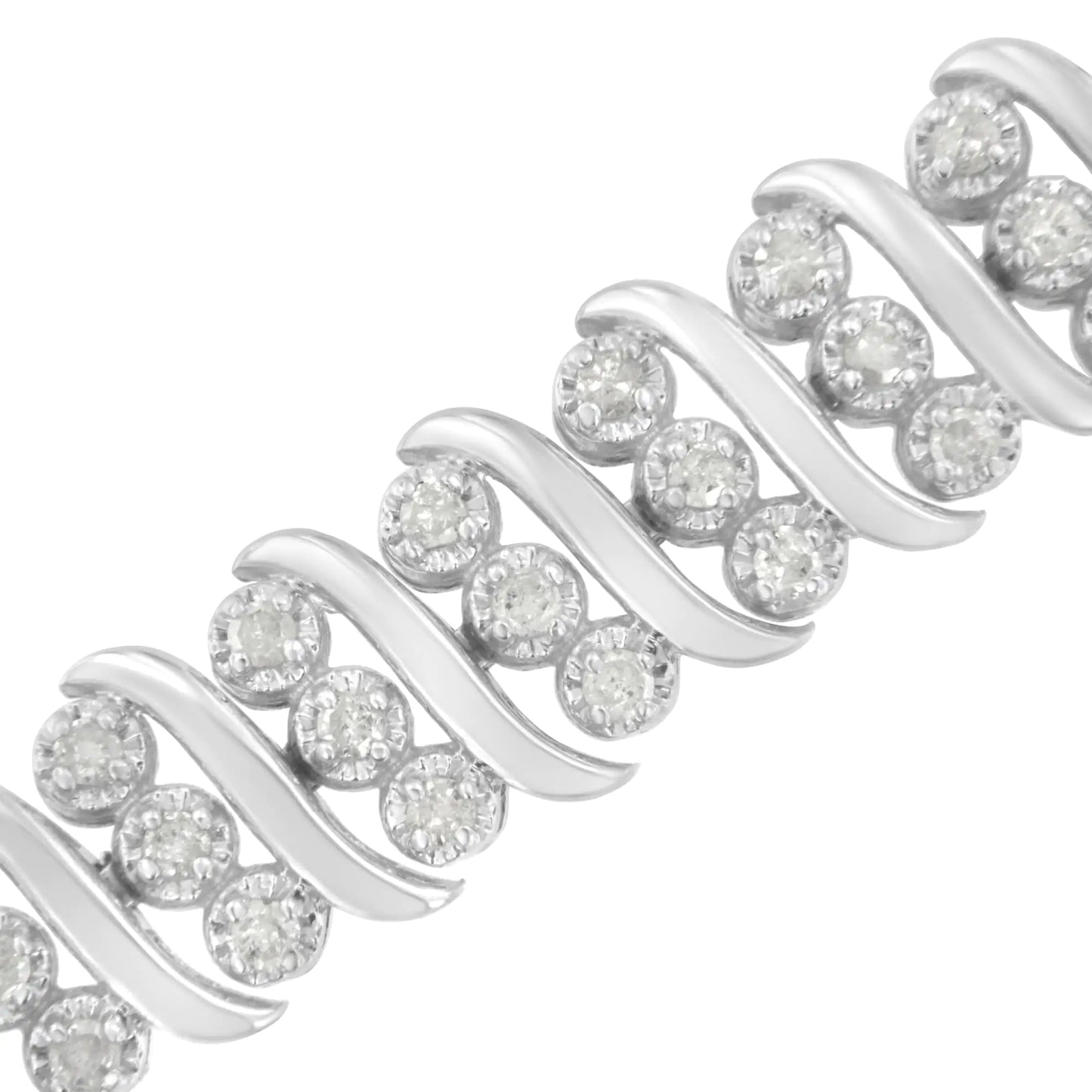 Sterling Silver 2 cttw Diamond Link Double Row Bracelet (I-J, I2-I3)