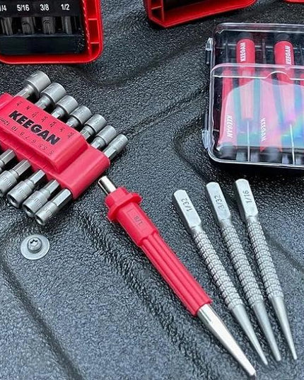4 Piece Nail Setter & Center Punch Set 4" Wood Metal Super Impact Resistance USA