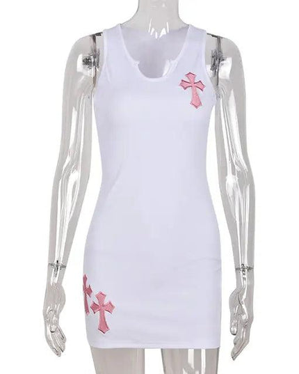Cross Printed Mini Dress