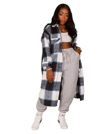 Elegant Checkered Coat