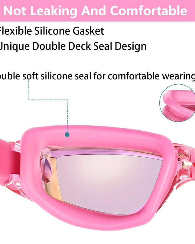 Clear Comfortable Swimming Goggles UV- Anti-Fog Swim Glasses Mirror Adult & Kids