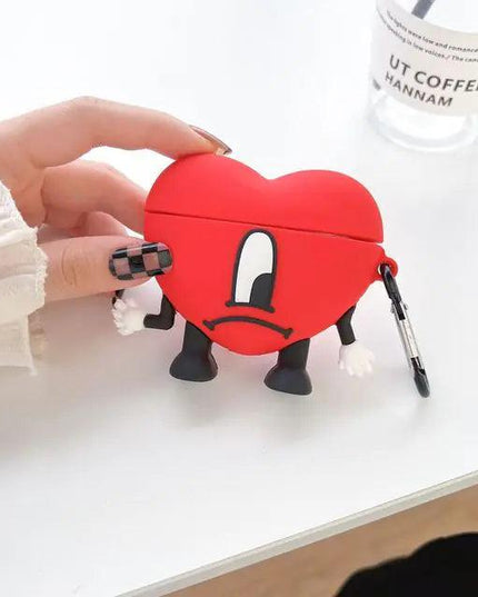 3D Red Bad Bunny Heart Earphone Case