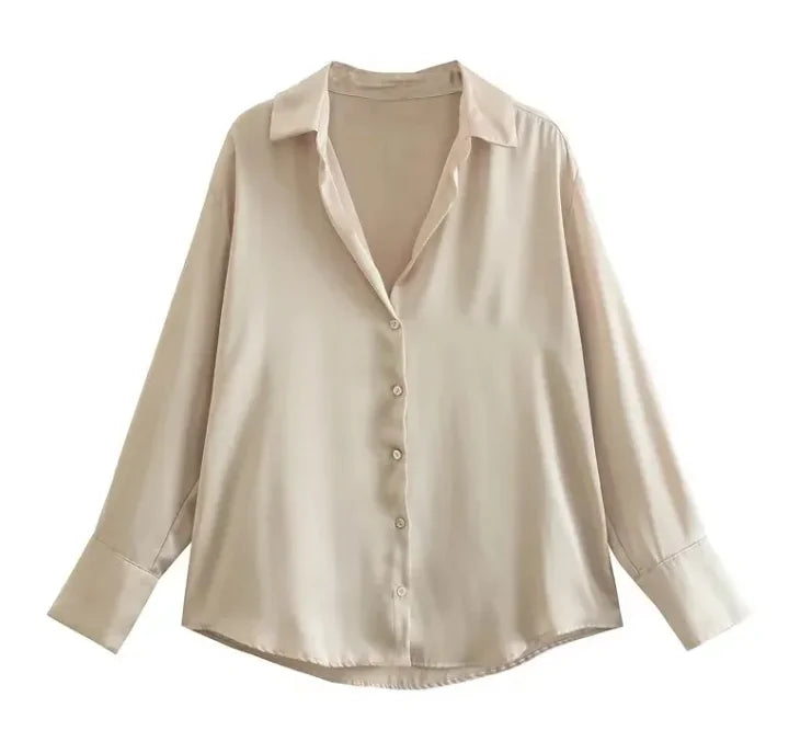 Silk Satin Long-sleeved Shirt