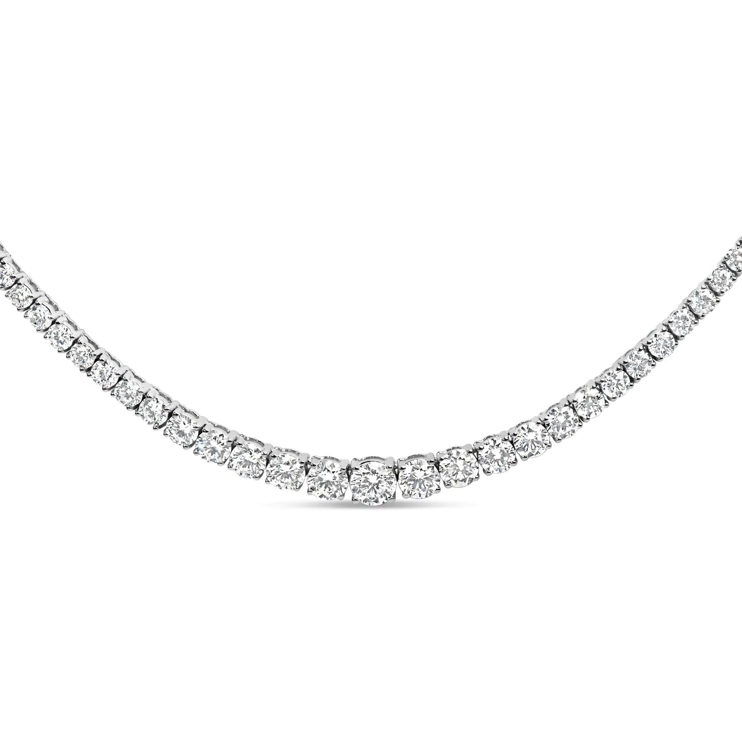 14K White Gold 10.0 Cttw Graduated Lab-Grown Diamond Tennis Necklace (F-G Color, VS2-SI1)  - 18" Inches