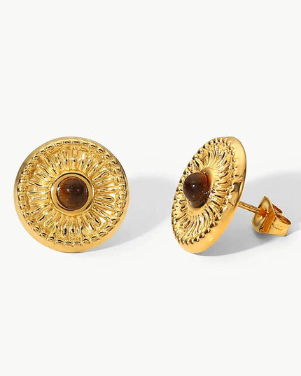 18K Gold Plated Round Stud Earrings
