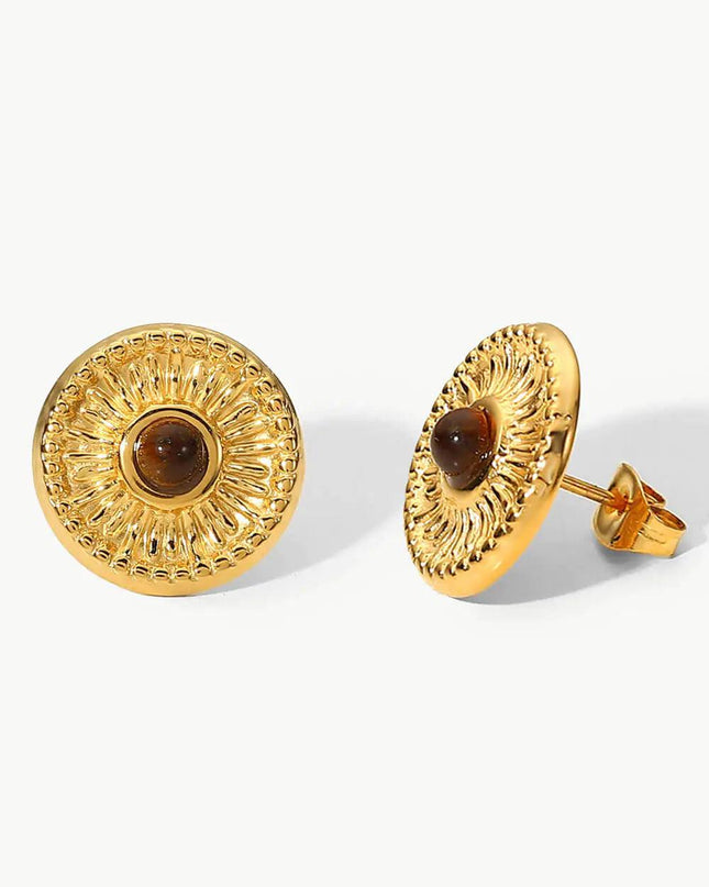 18K Gold Plated Round Stud Earrings