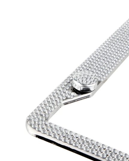 2PCS Bling License Plate Frame Glitter Crystal Sparkling Rhinestone Diamond Caps