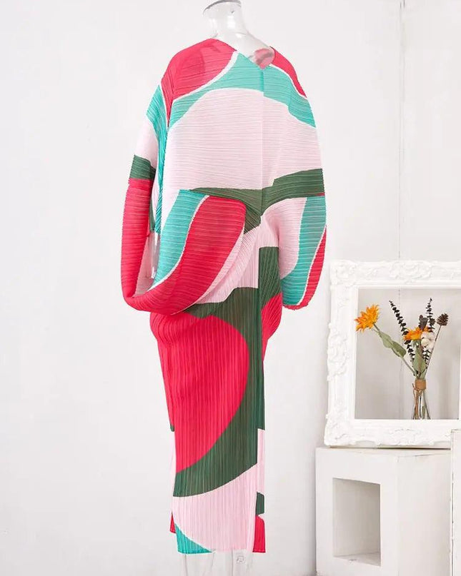 Circle Block Pleated Dress