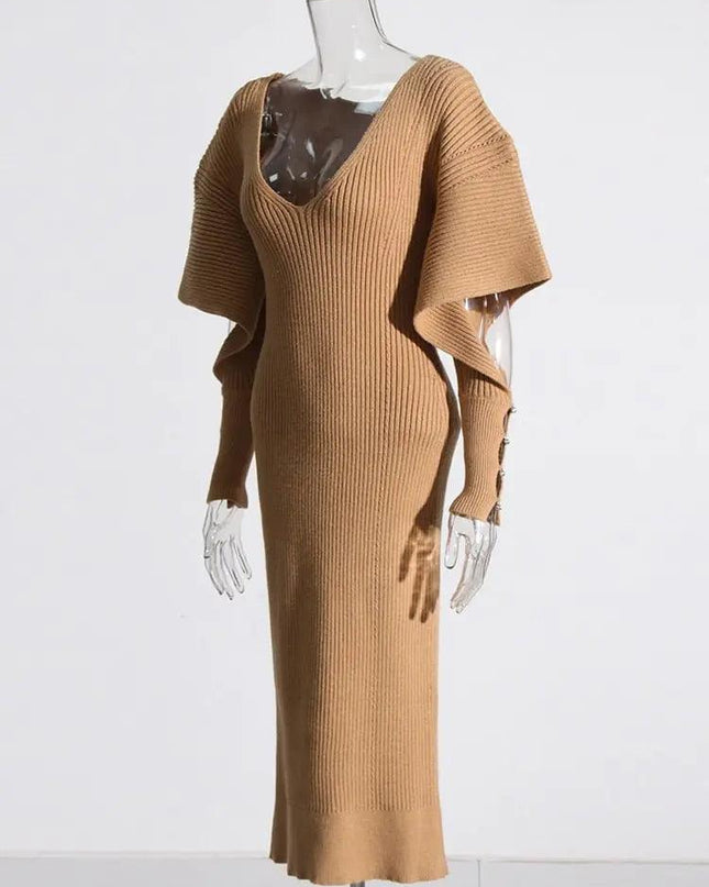 Dramatic Shoulder Knit Dress