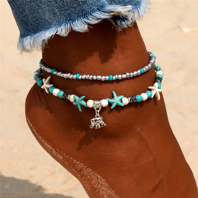 Sea Shell Beads Multilayer Anklets