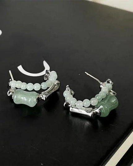 Bamboo Stud Natural Stone Earrings