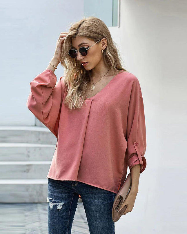 Solid Color Loose Pullover Shirt