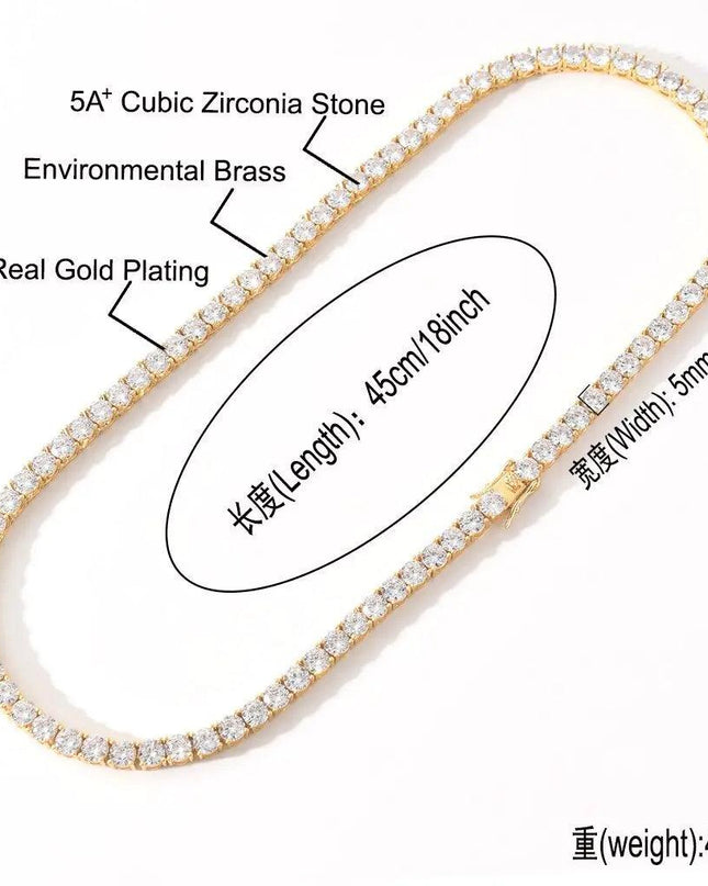 Cubic Zirconia Tennis Link Chain
