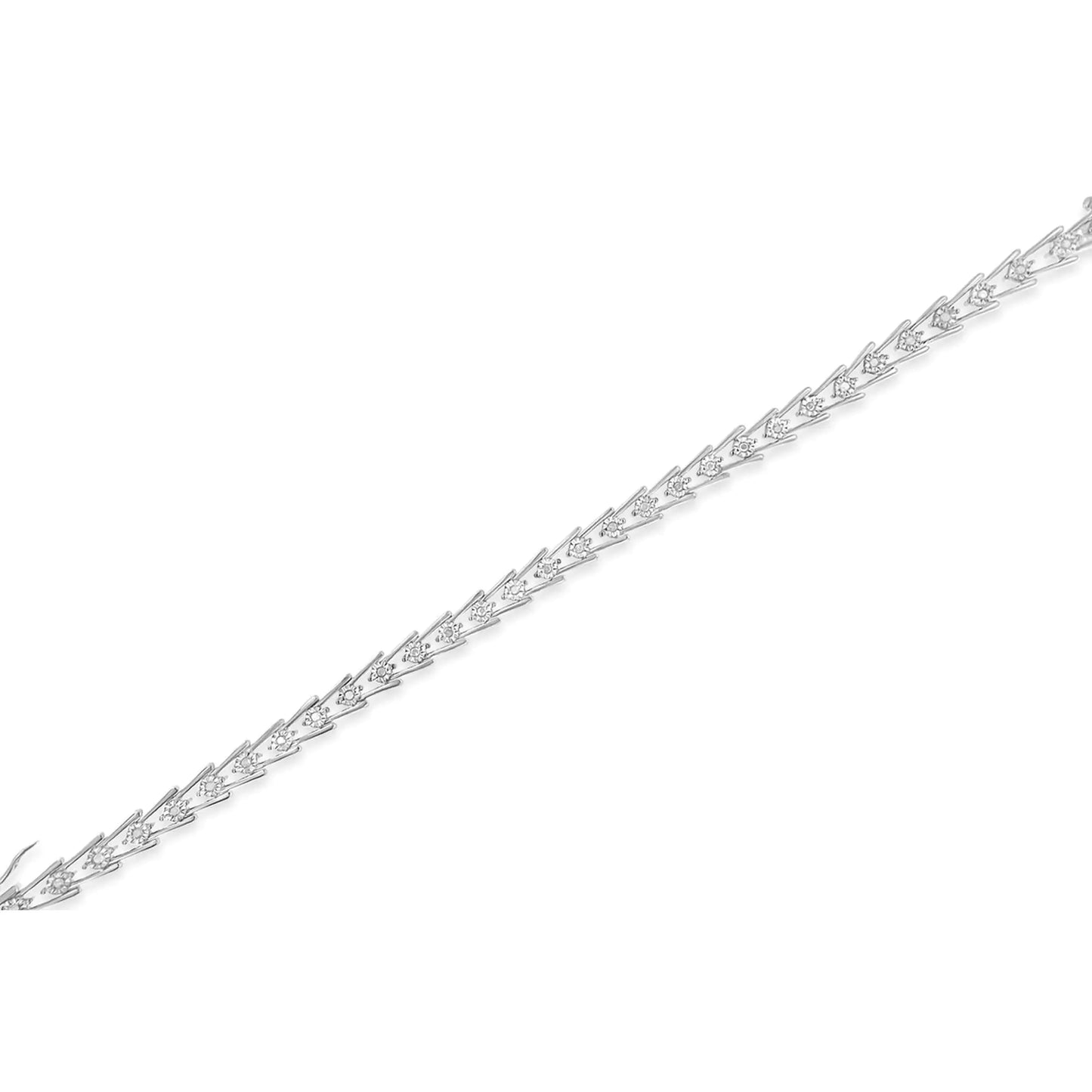 Sterling Silver Diamond Wave-Style Link Bracelet (0.5 cttw, I-J Color, I3 Clarity)