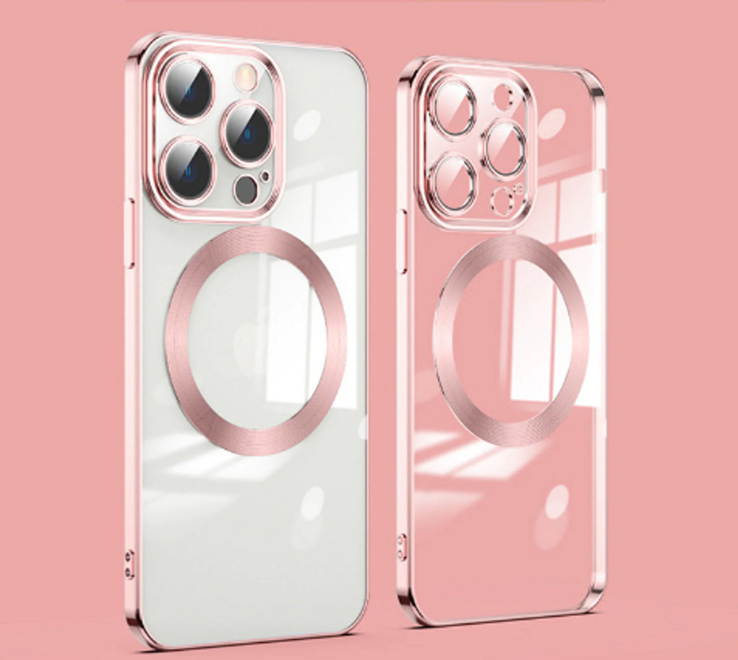 Luxury Plating Logo Hole Transparent Case For iPhone