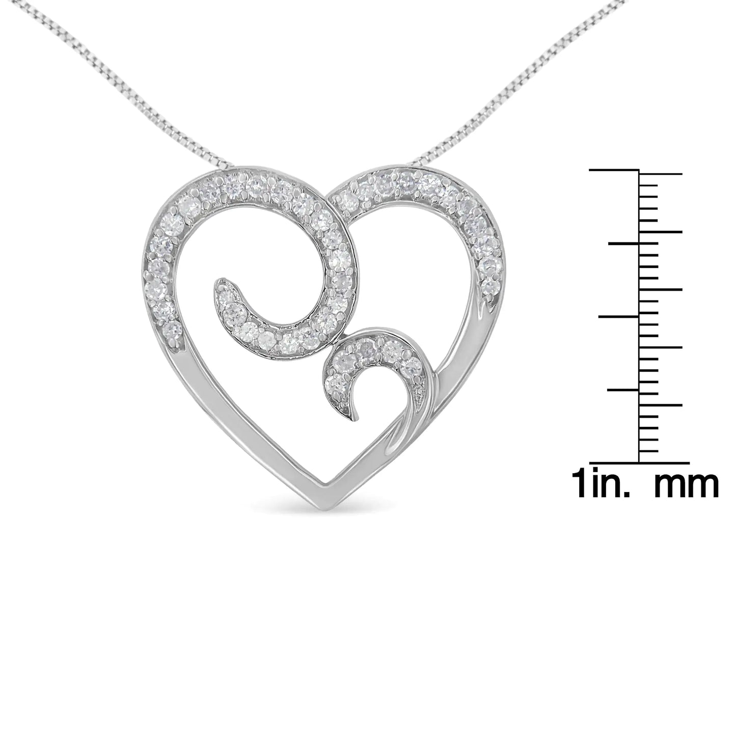 .925 Sterling Silver 1/4 cttw Round Diamond Heart Pendant Necklace (H-I, I1-I2)