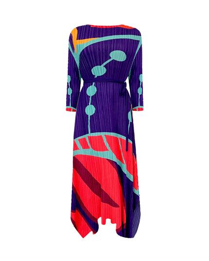 Geometric Printed Pleated Dress