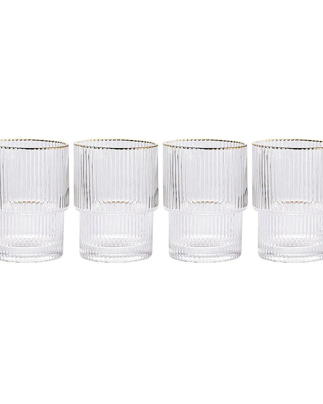 Stackable Gold Rim Ripple Drinking Glass