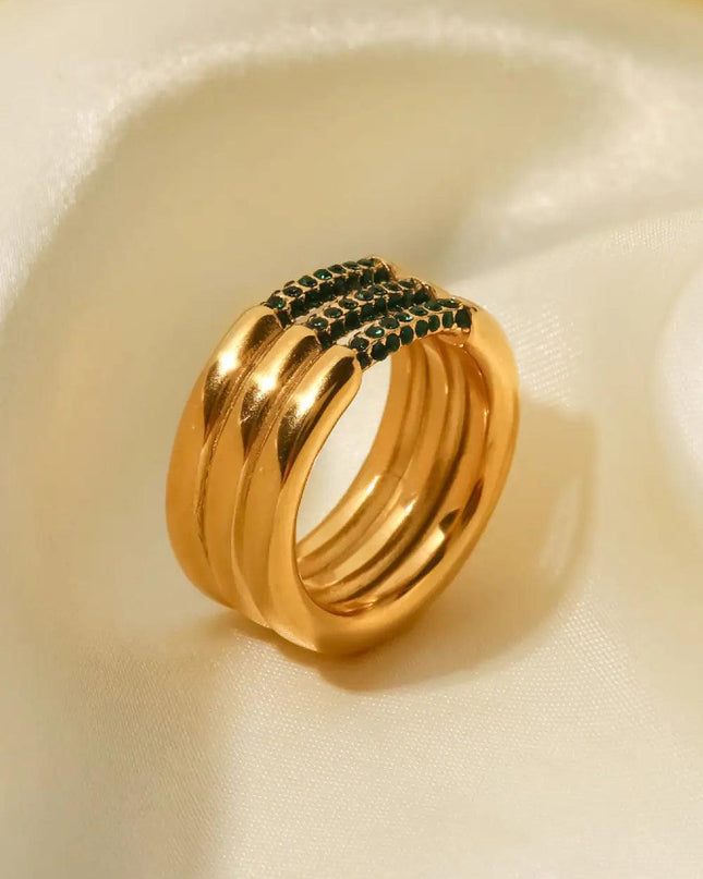 Triple-Layered Rhinestone Ring