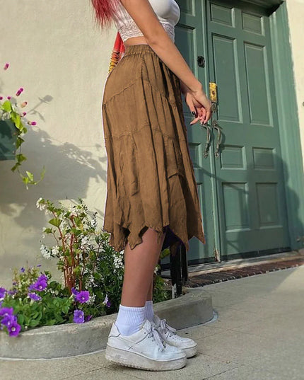 Washed Cotton Pleated Skirt