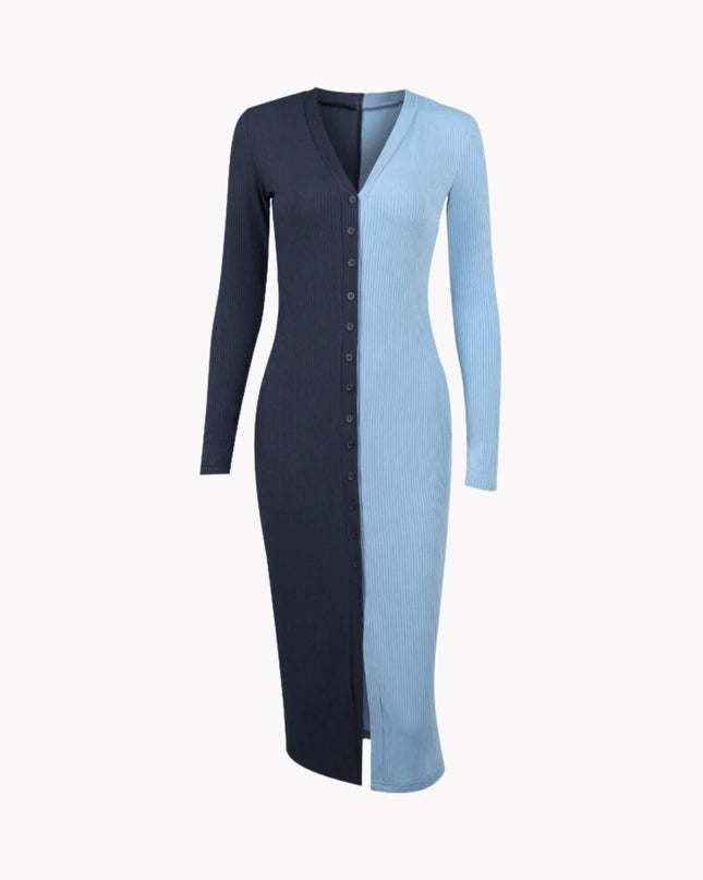 Split Contrast Bodycon Dress