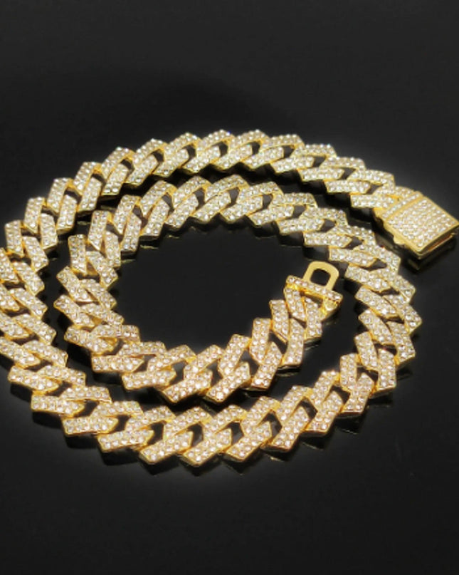 Rhinestones Paved Cuban Necklace