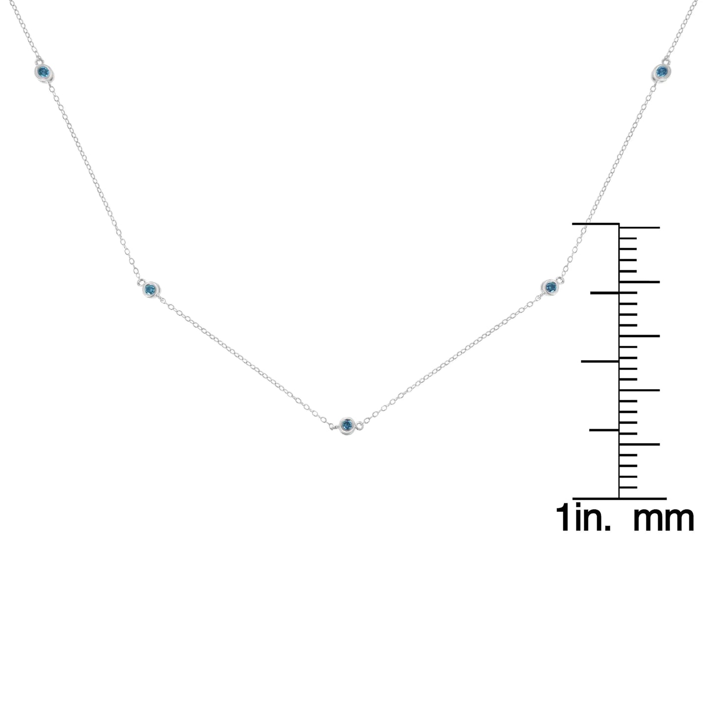 .925 Sterling Silver 1/2 Cttw Treated Fancy Blue Diamond Station Necklace (I2-I3 Clarity) - 18”