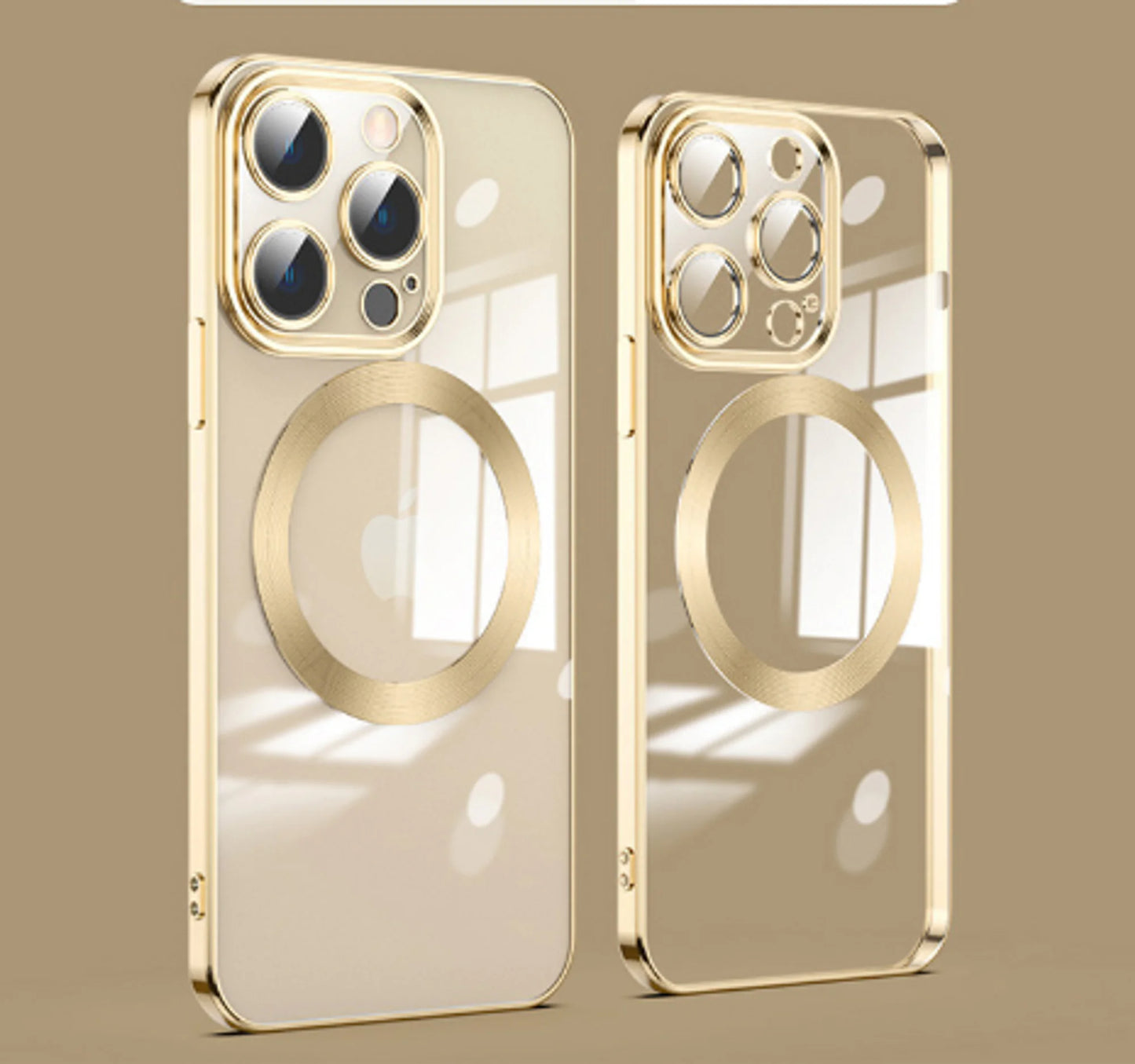 Luxury Plating Logo Hole Transparent Case For iPhone