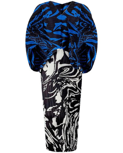 Swirl Contrast Pleated Dress