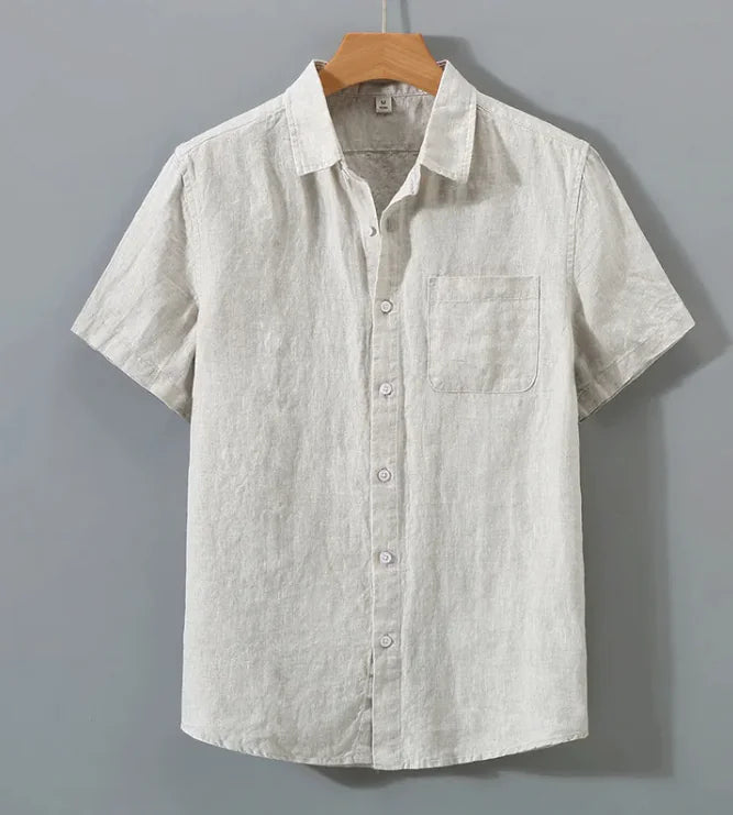 Breezy Linen Stand-Collar Shirt