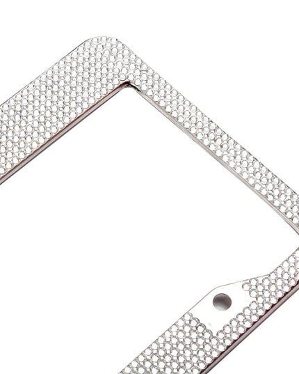 2PCS Bling License Plate Frame Glitter Crystal Sparkling Rhinestone Diamond Caps
