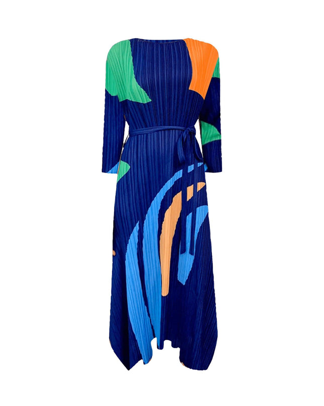 Geometric Printed Pleated Dress