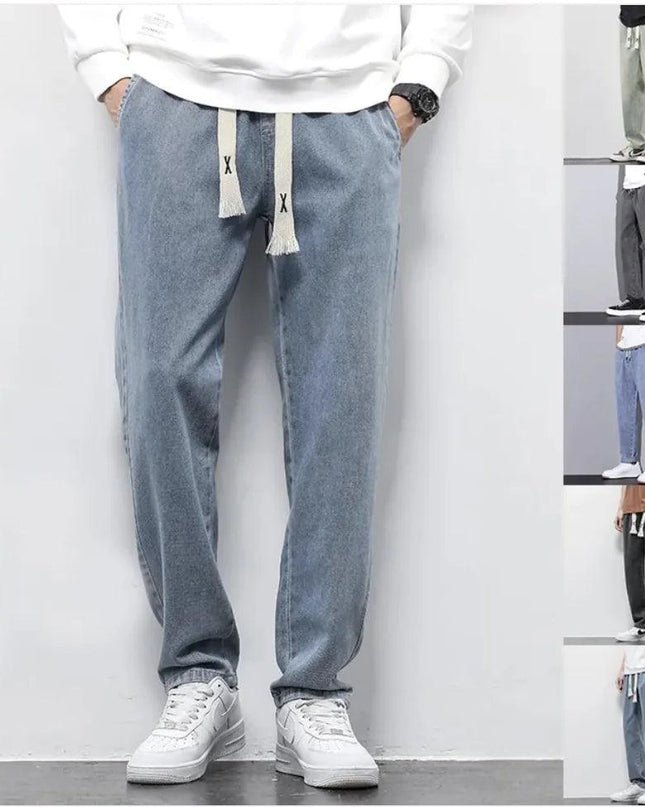 Men's Summer Wide-Leg Drawstring Jeans