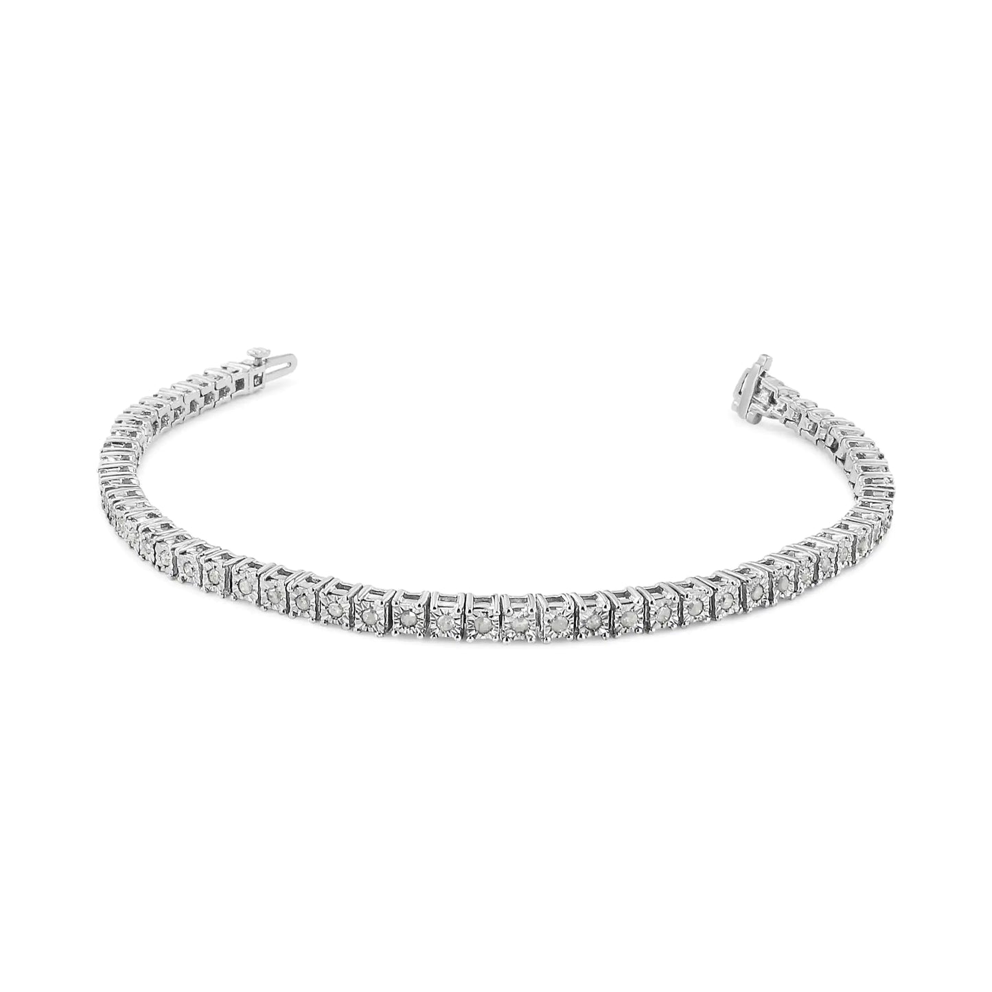 .925 Sterling Silver 1.0 Cttw Diamond Square Hybrid Link 7" Tennis Bracelet (I-J Color, I2-I3 Clarity)