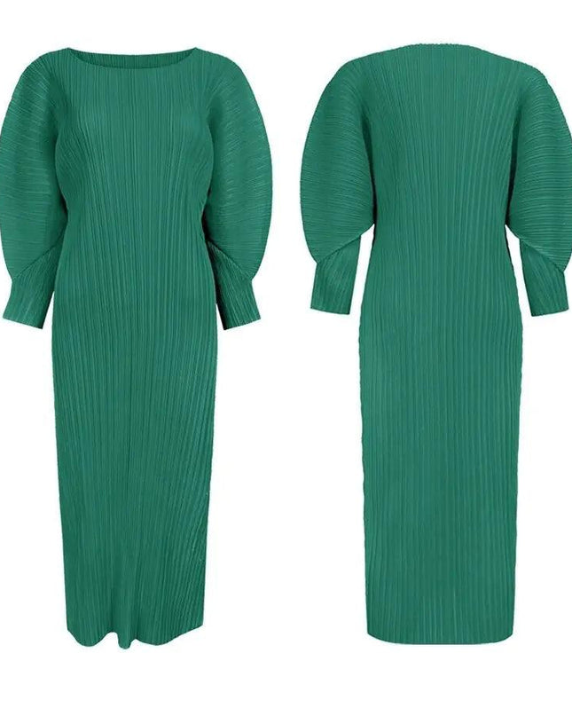 Full Color Pleated Dress