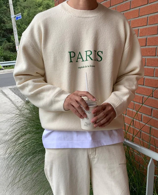 Knitted Paris Lettered Sweater