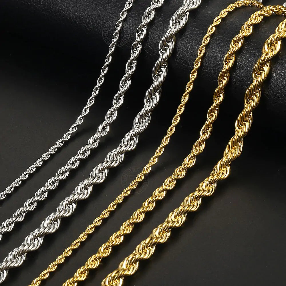 Twisted Rope Link Chain Necklace