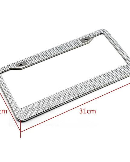 2PCS Bling License Plate Frame Glitter Crystal Sparkling Rhinestone Diamond Caps