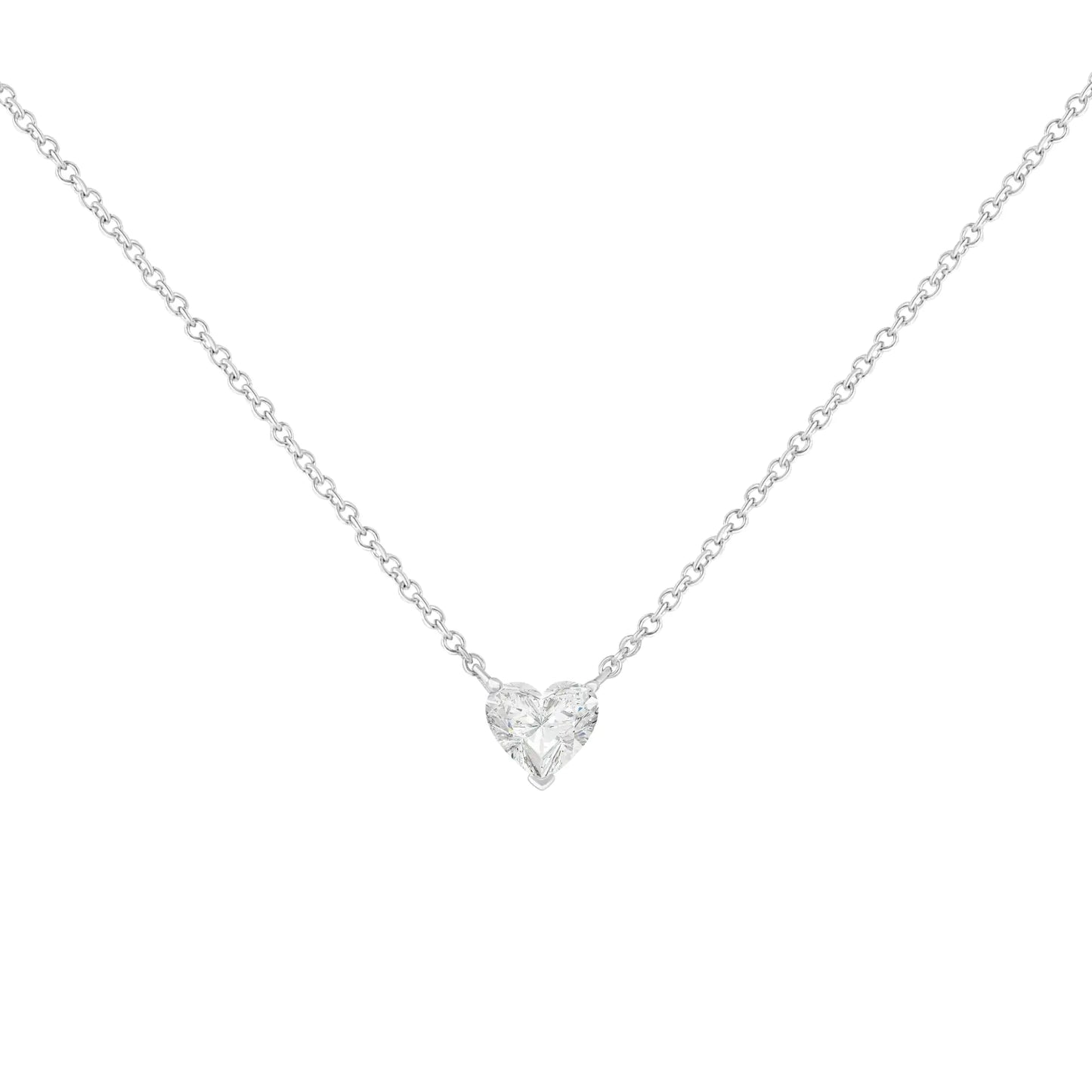 IGI Certified 14k White Gold 1/2 cttw Lab Grown Heart Shape Diamond Solitaire 18" Pendant Necklace (E-F Color, SI1-SI2 Clarity)