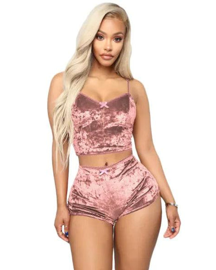 Hollow Sexy Slim Velvet Lace Two-Piece Suit