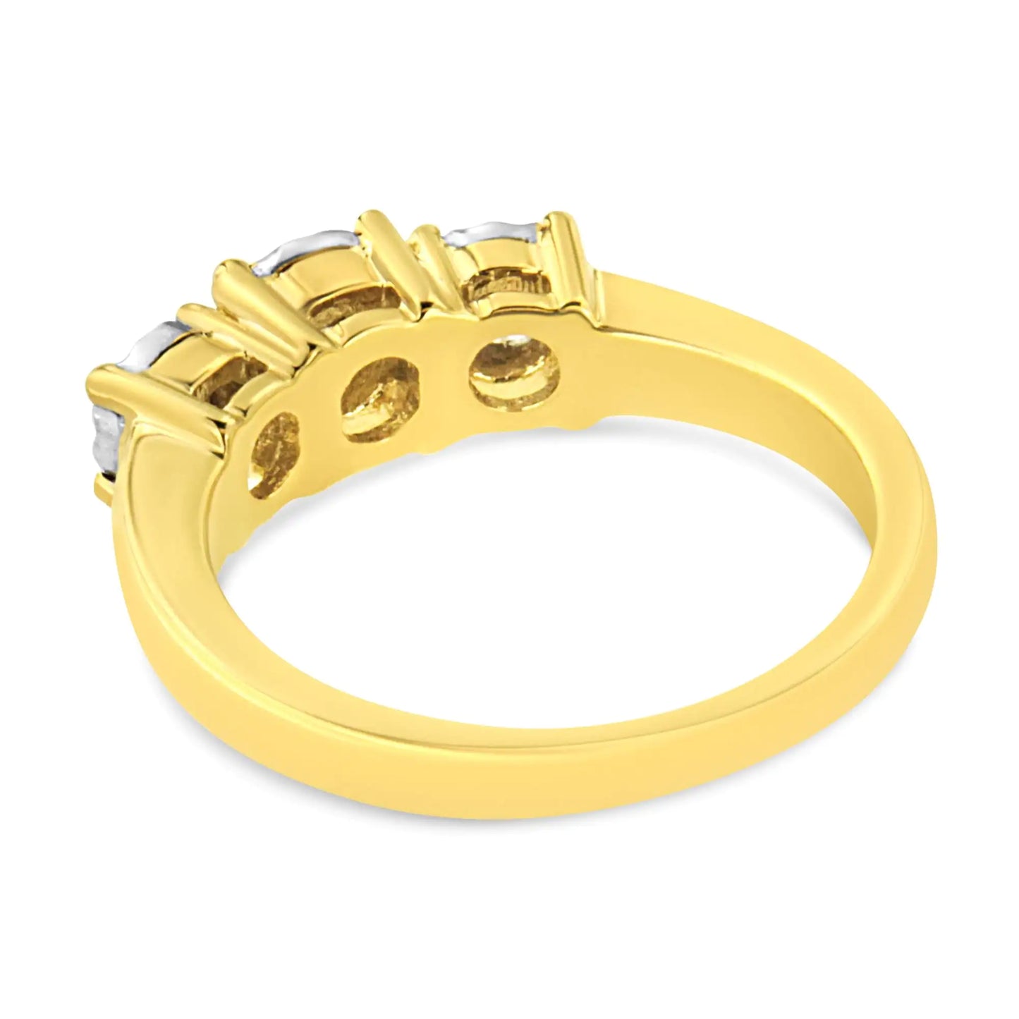 14K Yellow Gold Plated .925 Sterling Silver 1/2 Cttw Diamond Three Stone Illusion Plate Ring (J-K Color, I1-I2 Clarity)