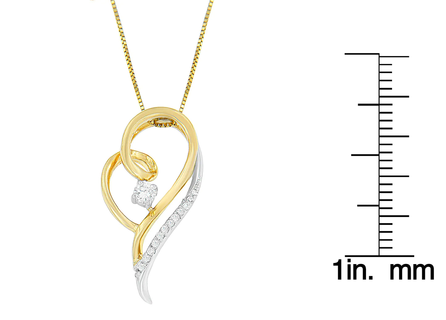 Espira 10K Two-Tone Gold 1/6 cttw Layers of Love Diamond Pendant Necklace (J-K, I1-I2)