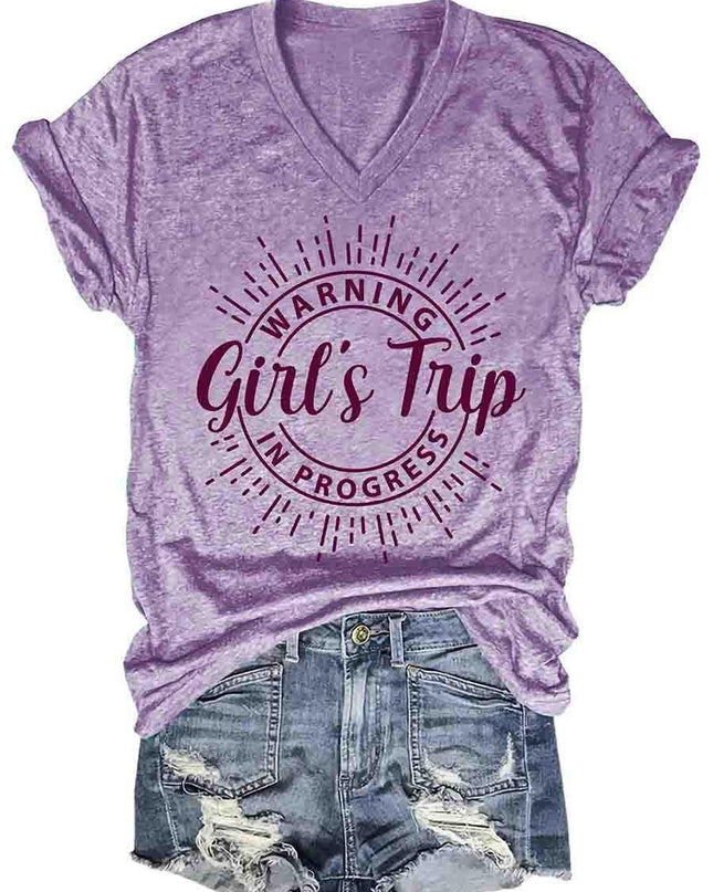Girl's Trip Warning V-Neck Tee