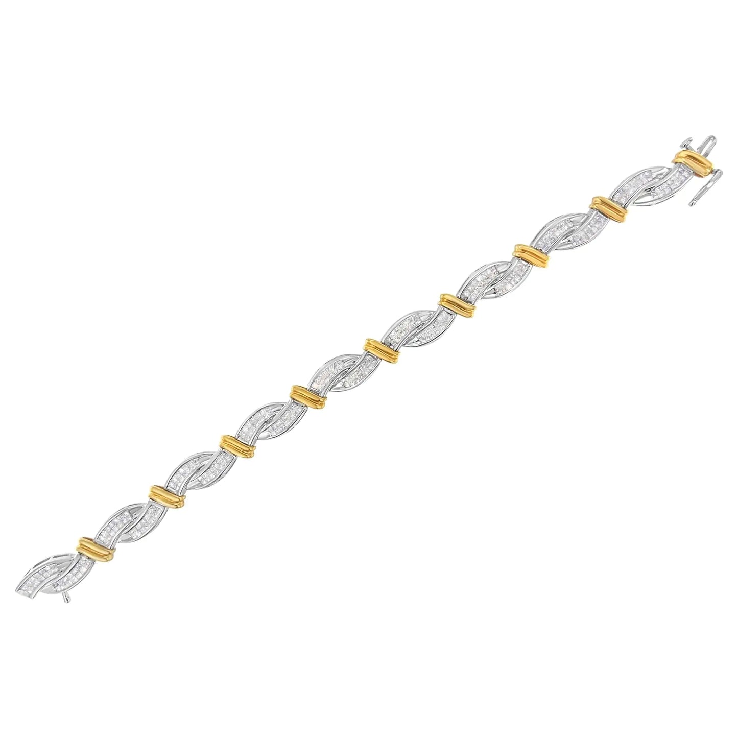 14K Two-Toned Princess-cut Diamond Bracelet (4 cttw, H-I Color, SI2-I1 Clarity)