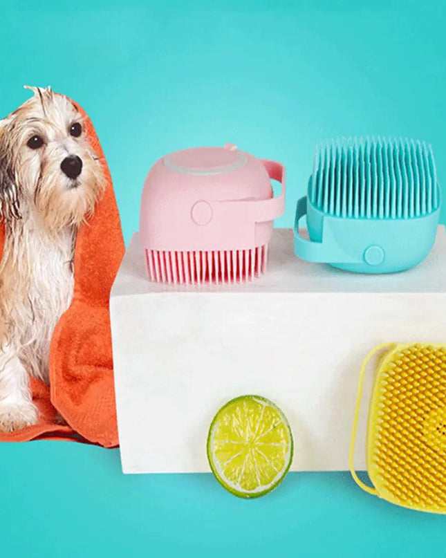 Silicone Comb with Shampoo Box Pet Dog Brush